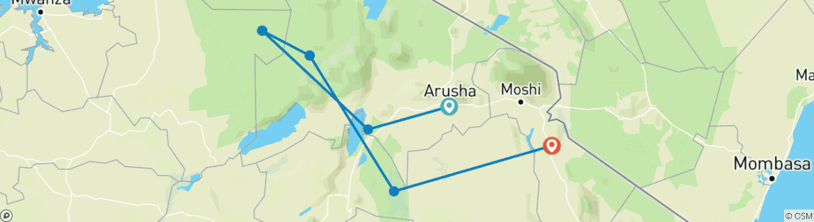 Image d'une carte montrant l'itinéraire du circuit