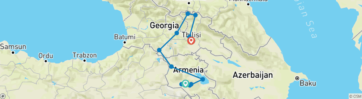 Image d'une carte montrant l'itinéraire du circuit