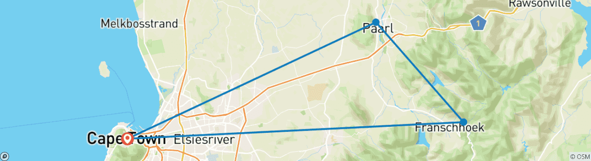 Image d'une carte montrant l'itinéraire du circuit