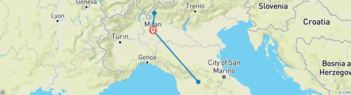 Image d'une carte montrant l'itinéraire du circuit
