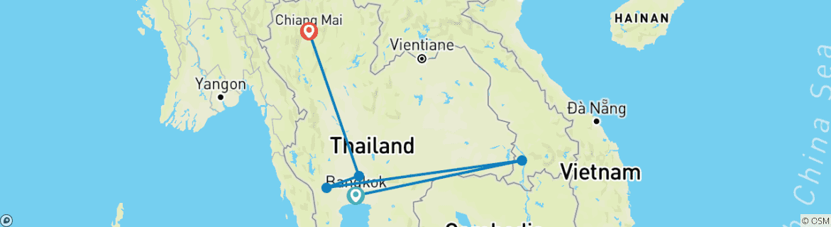 Image d'une carte montrant l'itinéraire du circuit