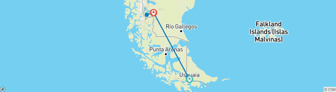 Karte mit der Reiseroute