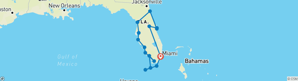 Image d'une carte montrant l'itinéraire du circuit