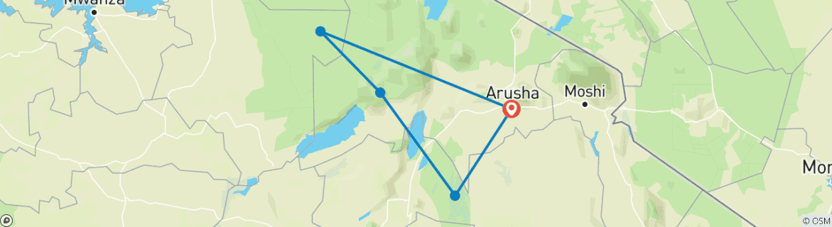 Image d'une carte montrant l'itinéraire du circuit