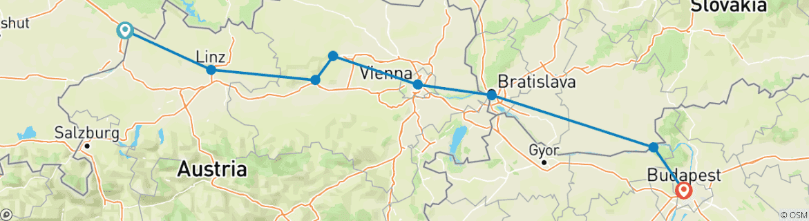 Image d'une carte montrant l'itinéraire du circuit