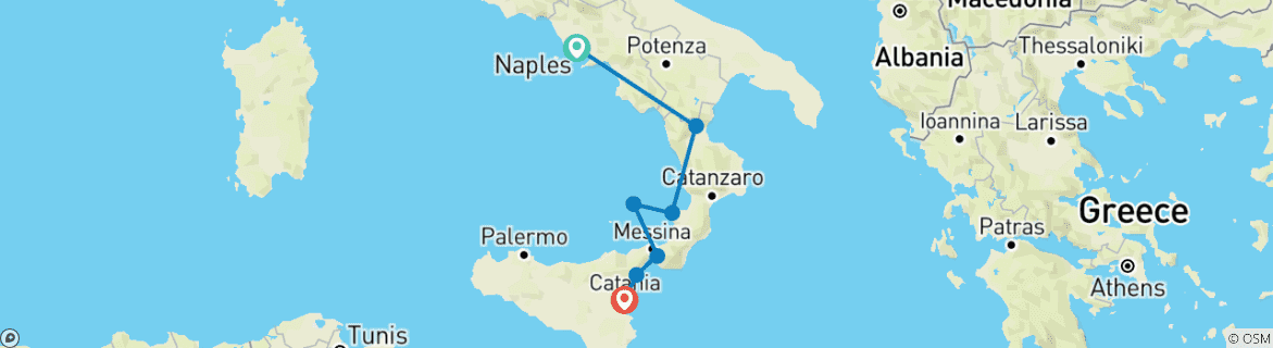 Image d'une carte montrant l'itinéraire du circuit