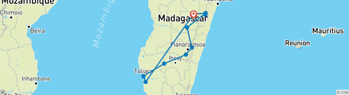 Image d'une carte montrant l'itinéraire du circuit