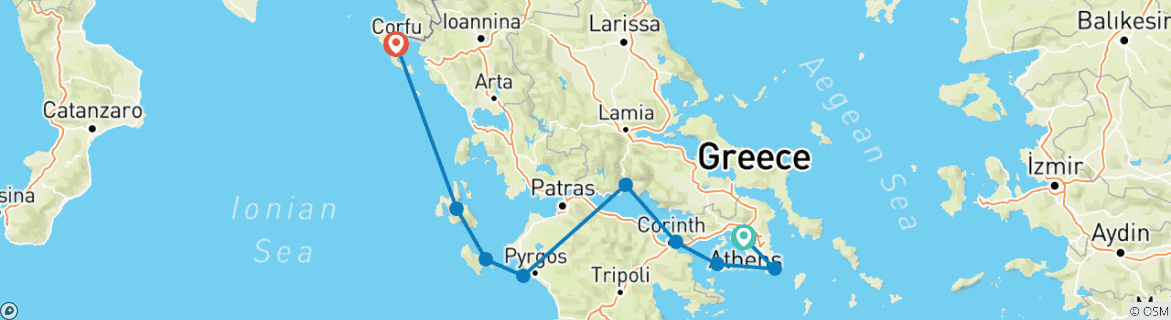 Image d'une carte montrant l'itinéraire du circuit