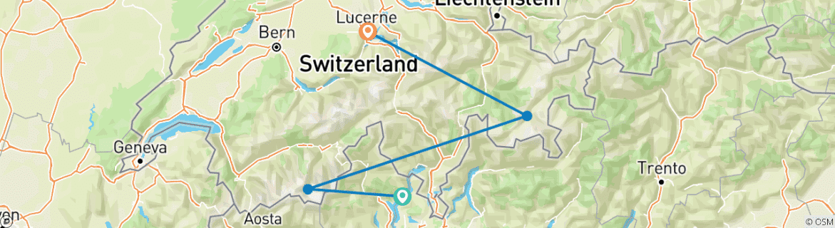 Image d'une carte montrant l'itinéraire du circuit