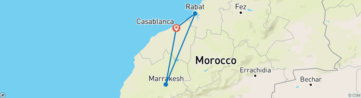 Image d'une carte montrant l'itinéraire du circuit