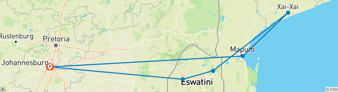 Image d'une carte montrant l'itinéraire du circuit