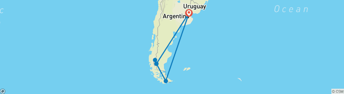Image d'une carte montrant l'itinéraire du circuit