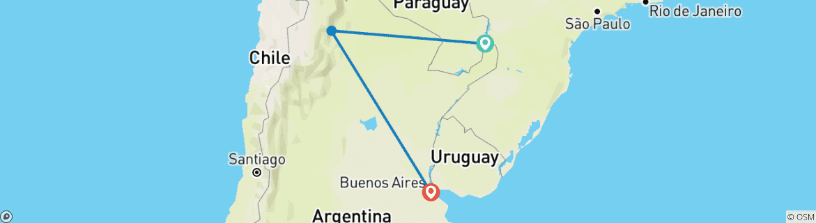 Image d'une carte montrant l'itinéraire du circuit
