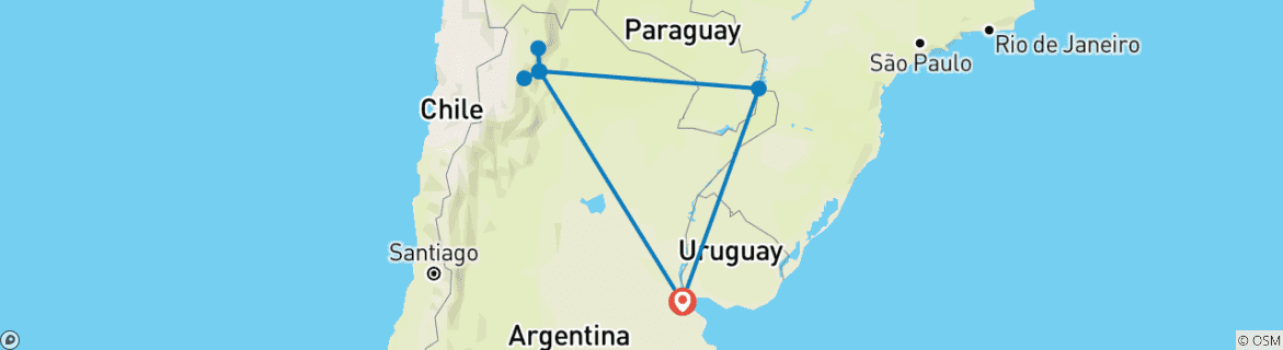 Image d'une carte montrant l'itinéraire du circuit