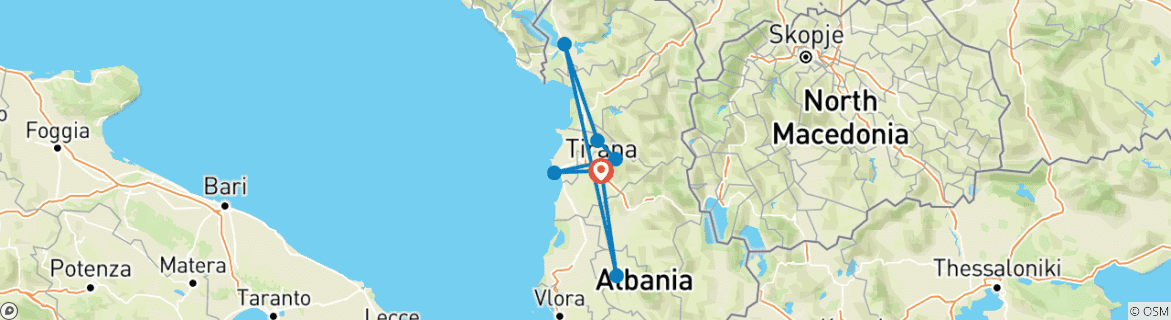 Image d'une carte montrant l'itinéraire du circuit