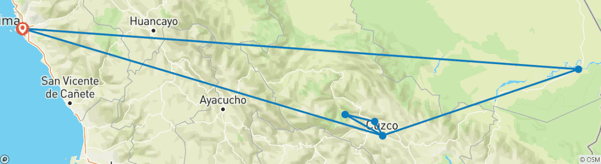 Image d'une carte montrant l'itinéraire du circuit