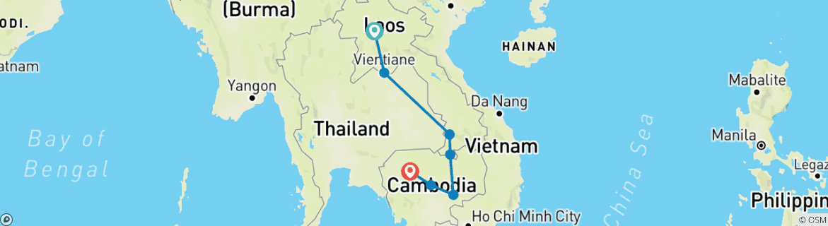 Karte mit der Reiseroute