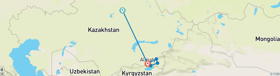 Karte mit der Reiseroute