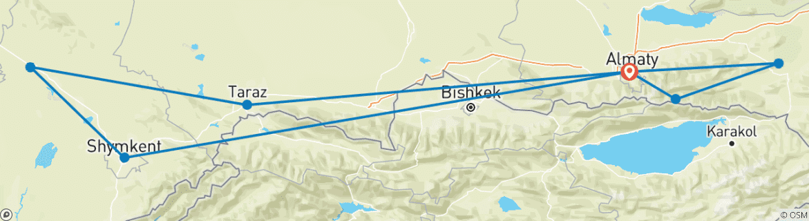 Image d'une carte montrant l'itinéraire du circuit