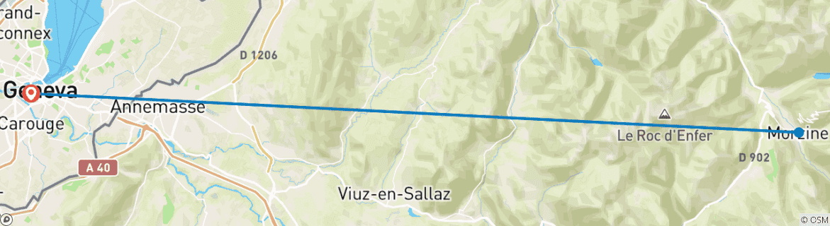 Image d'une carte montrant l'itinéraire du circuit
