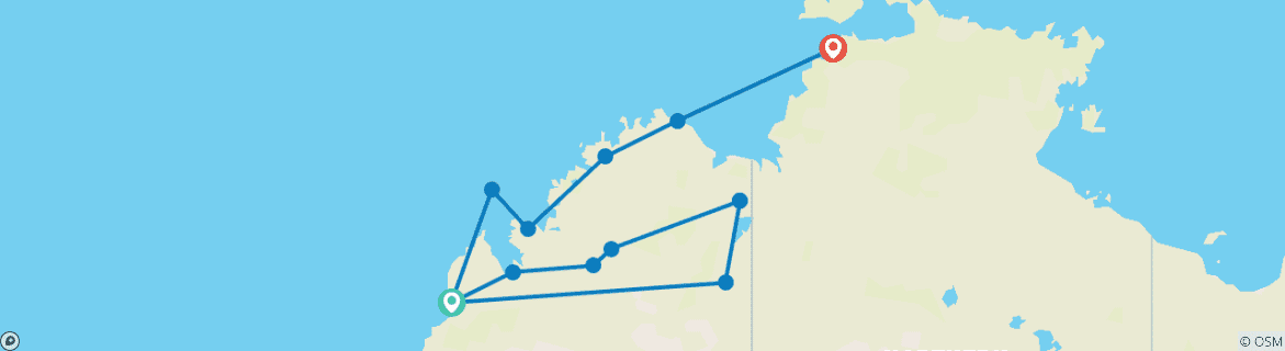 Image d'une carte montrant l'itinéraire du circuit