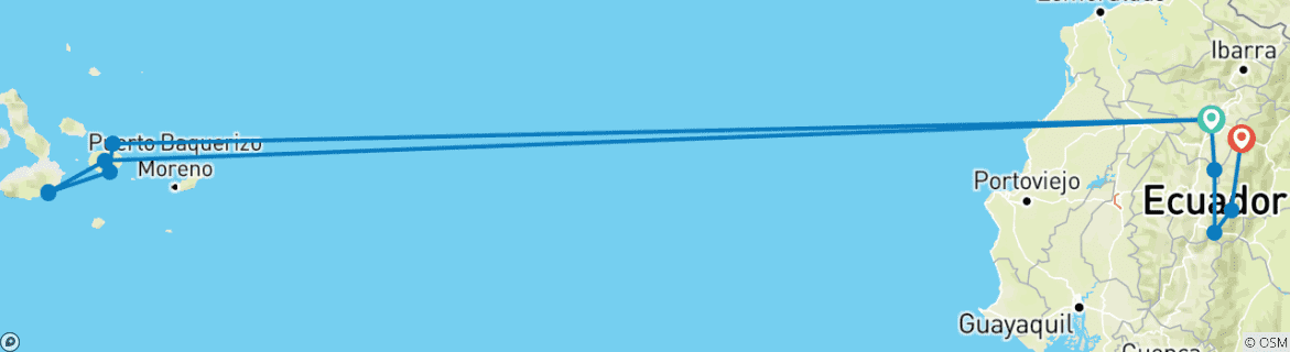 Image d'une carte montrant l'itinéraire du circuit