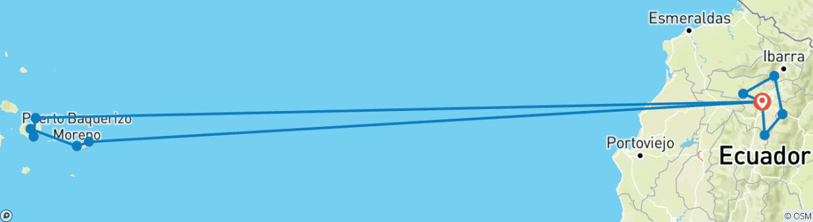 Image d'une carte montrant l'itinéraire du circuit