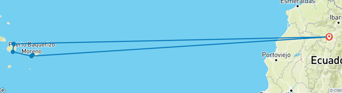 Image d'une carte montrant l'itinéraire du circuit