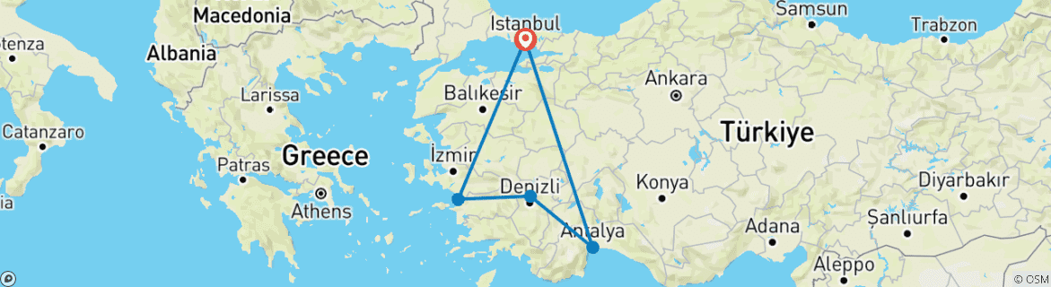 Image d'une carte montrant l'itinéraire du circuit