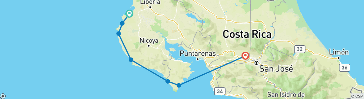 Image d'une carte montrant l'itinéraire du circuit