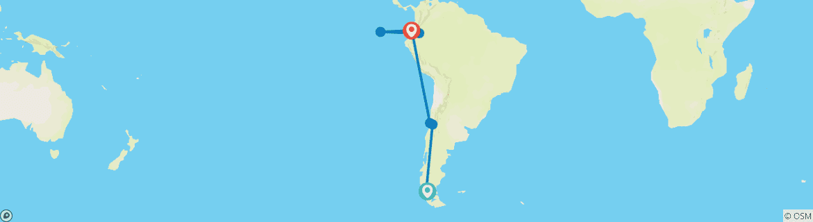 Foto van een kaart met de route van de rondreis