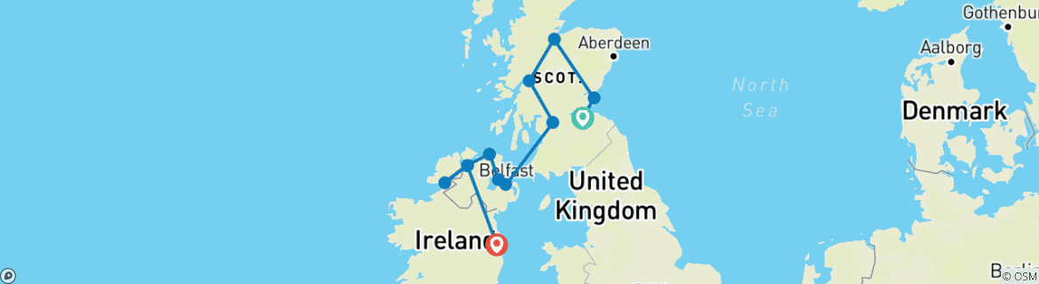 Image d'une carte montrant l'itinéraire du circuit