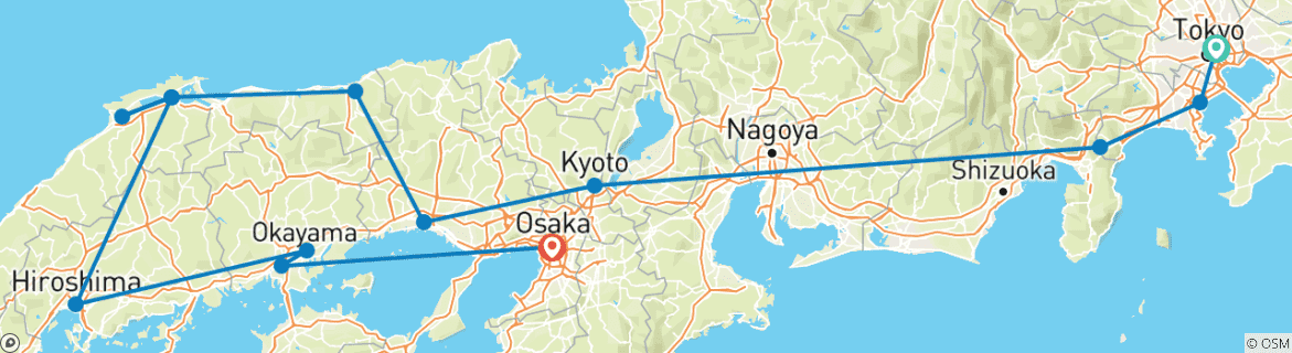 Image d'une carte montrant l'itinéraire du circuit