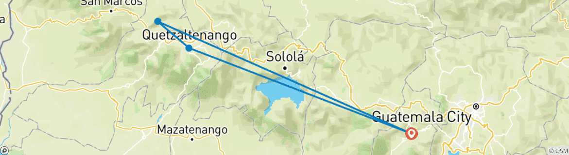 Image d'une carte montrant l'itinéraire du circuit