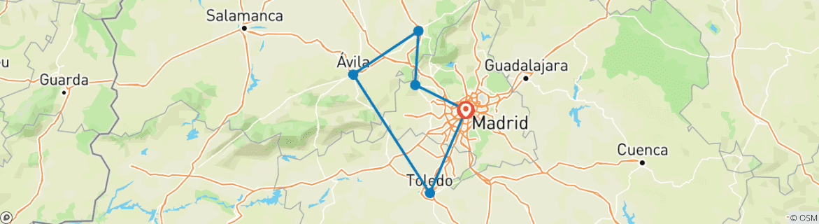 Carte du circuit 7 jours à Madrid : Les échos de l'Empire : Madrid, Avila et Ségovie