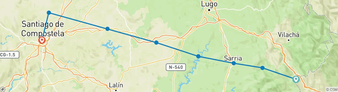 Image d'une carte montrant l'itinéraire du circuit