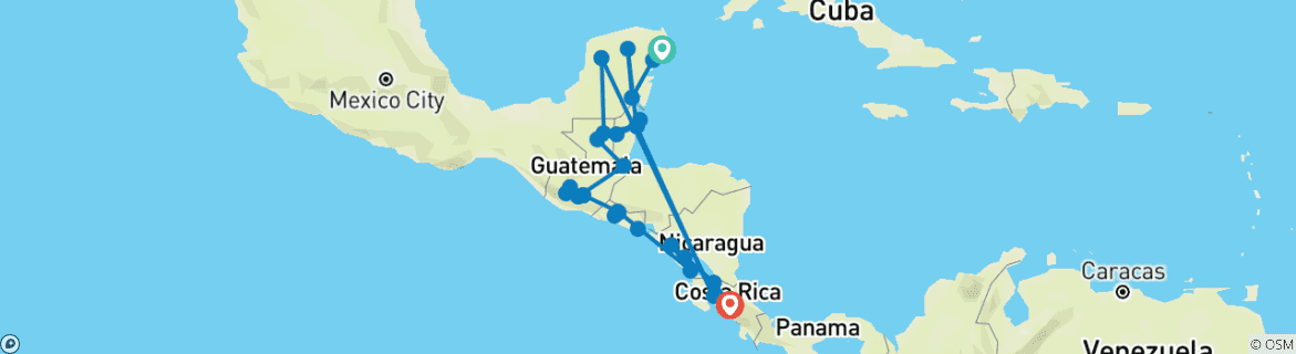 Image d'une carte montrant l'itinéraire du circuit