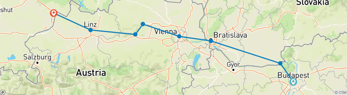Image d'une carte montrant l'itinéraire du circuit