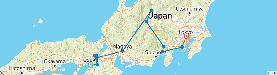 Image d'une carte montrant l'itinéraire du circuit
