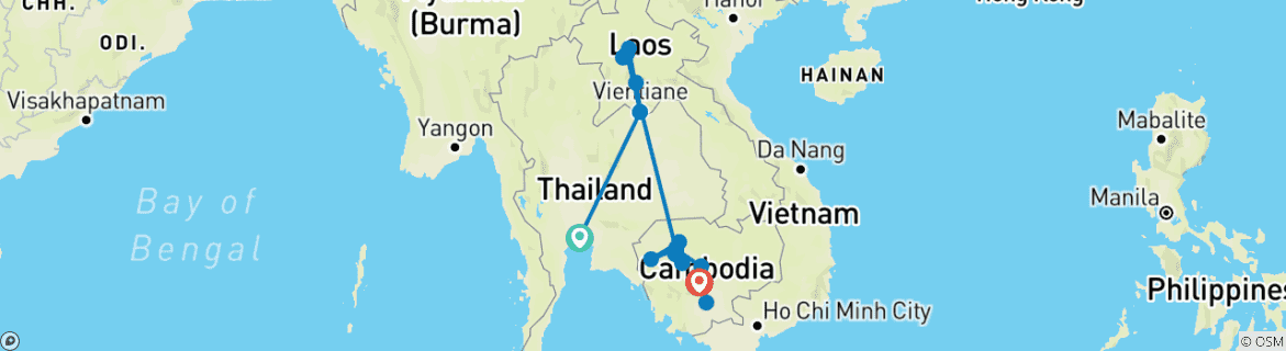 Image d'une carte montrant l'itinéraire du circuit