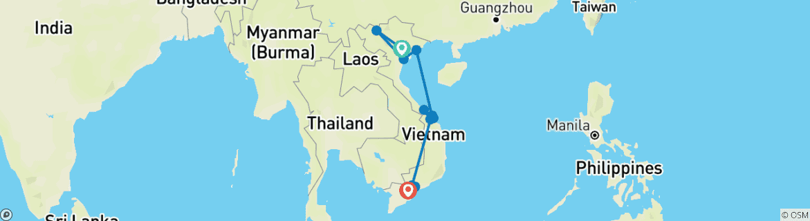 Image d'une carte montrant l'itinéraire du circuit