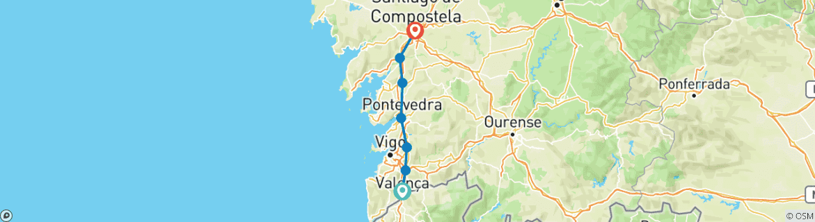 Image d'une carte montrant l'itinéraire du circuit