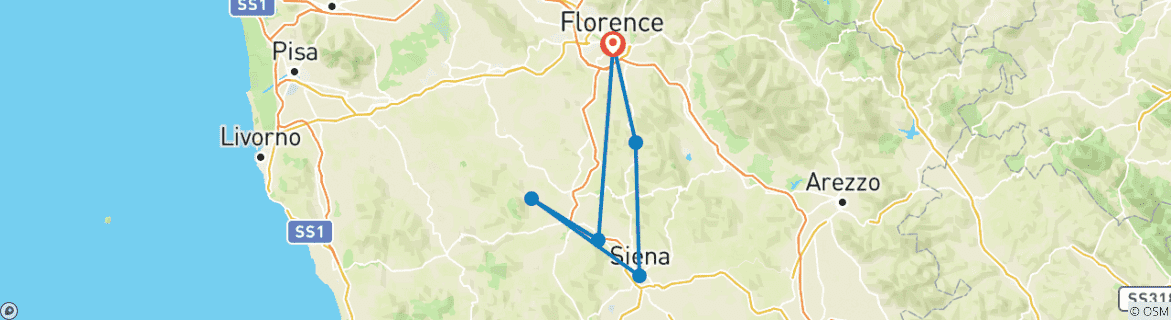 Image d'une carte montrant l'itinéraire du circuit