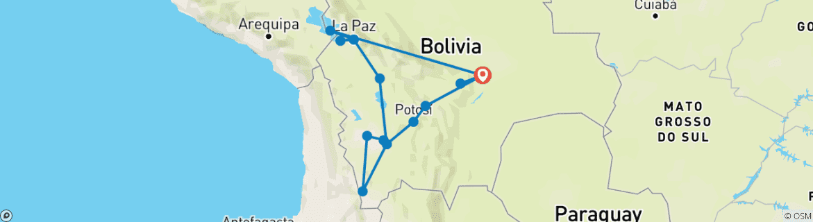Mapa de BOLIVIA Y EL CARNAVAL DE ORURO