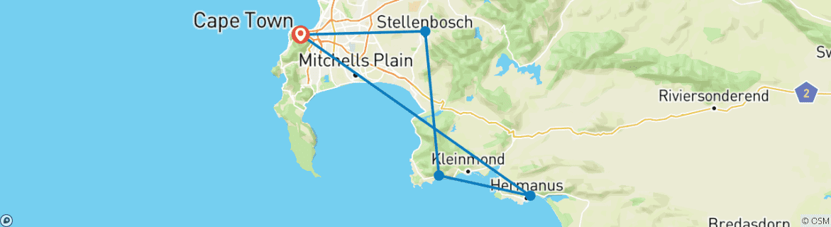 Image d'une carte montrant l'itinéraire du circuit