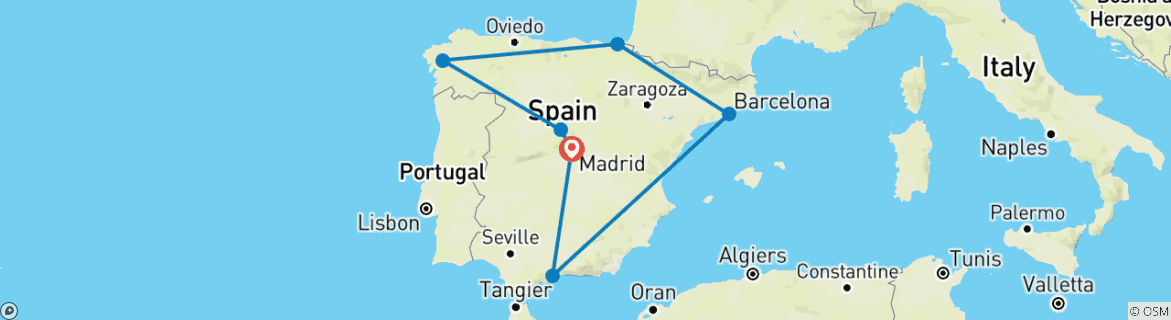 Image d'une carte montrant l'itinéraire du circuit