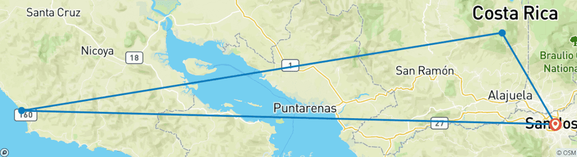 Image d'une carte montrant l'itinéraire du circuit