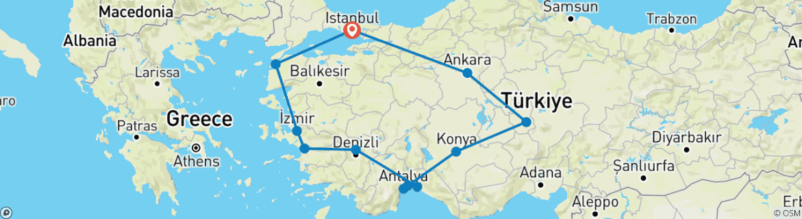 Image d'une carte montrant l'itinéraire du circuit