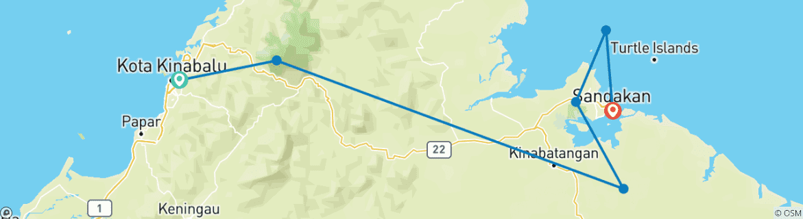 Image d'une carte montrant l'itinéraire du circuit
