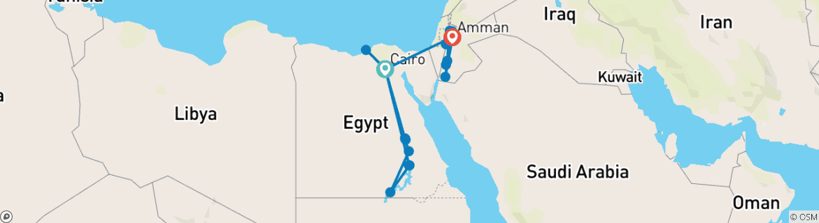 Image d'une carte montrant l'itinéraire du circuit